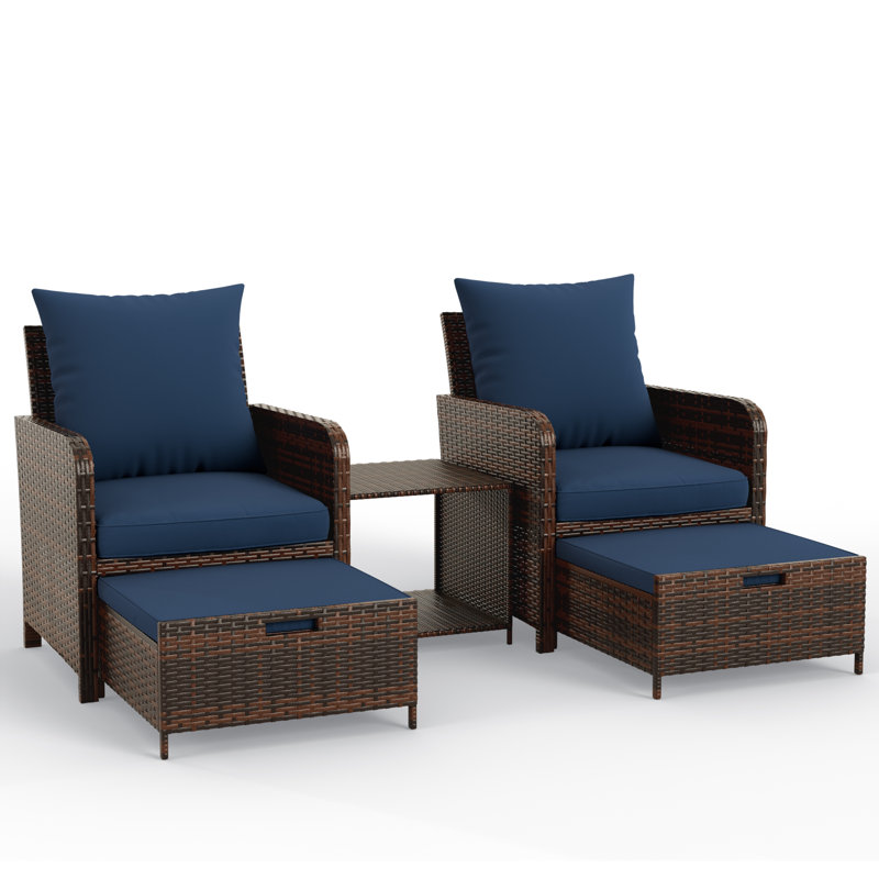 2 - Person Patio Seating Group With Cushions, Navy