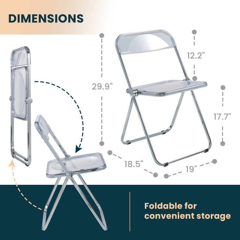 Gillispie Plastic / Resin Stackable Folding Chair Folding Chair Set, Clear