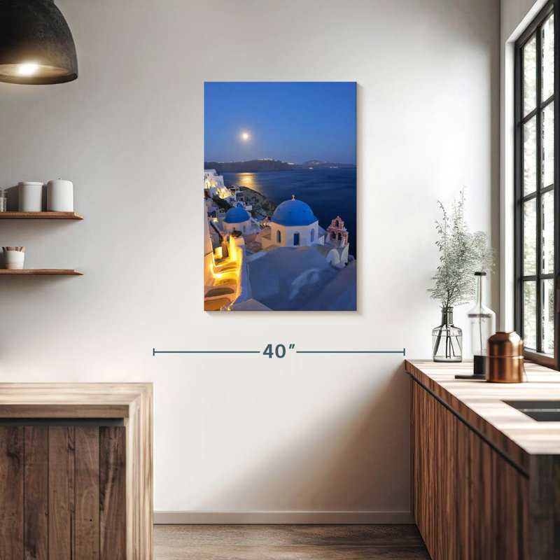 Aime Lune sur la ville d'Oia II, H 30 po x l 20 po