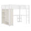 Structure de lit mezzanine avec garde-robe, bureau et tablettes de rangement