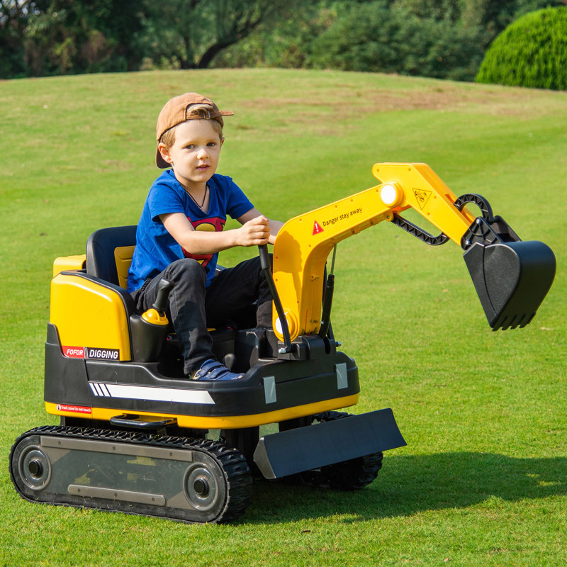 Joyldias 360 Degree Rotating Kid Excavator With W/track Design Wheels, 12v12ah Battery Powered Ride On Bulldozer For Kids