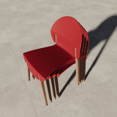 4 - Piece Crimson Indoor Chairs, Scratch Proof Polypropylene, Hand Finished Oak Legs, All Day Support Polypropylene Seat, Commercial Grade Joints, Design