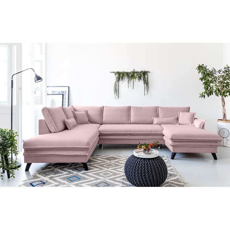 Charming Charlie Upholstered Corner Sofa, Left Hand Facing, Powder Rose