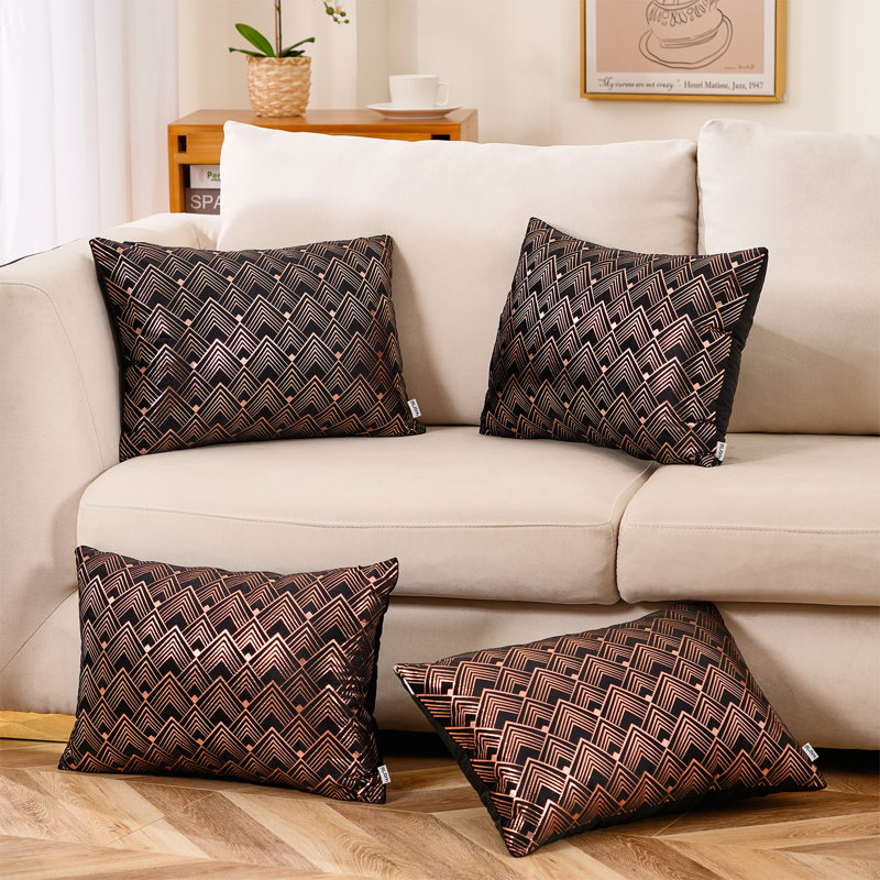 Coussin Velvet Throw  Pillow Cover with Geometric pattern, Rose, Housse de coussin seulement - sans coussin
