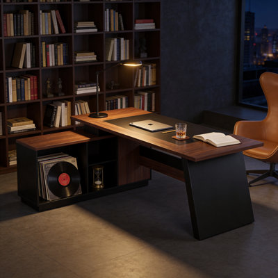 Bureau moderne en L 78,7 po avec structure en métal