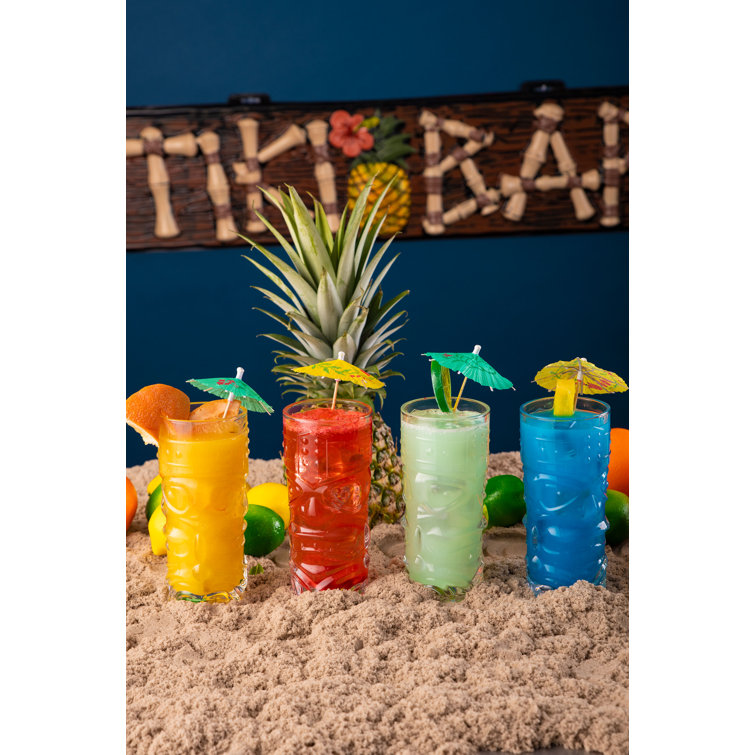 Viski Pacific Tiki Glasses Stackable Lowball DOF Tumblers, Tropical  Cocktail and Bar Gifts for Rum and Whiskey, 12 Oz, Set of 2