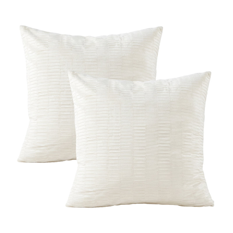 Velvet Pleated Euro Pillow Cover, Gardenia
