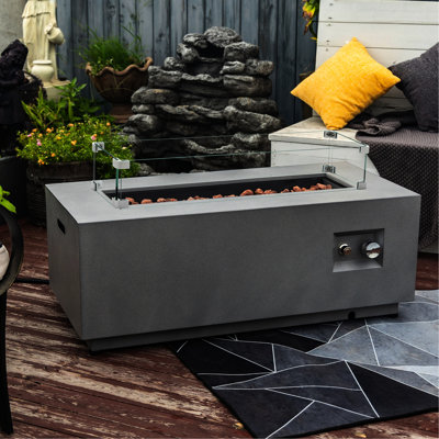 Table de feu d'extérieur en acier de 42 pouces - alimentée au propane, chauffage efficace, intensité de flamme réglable, élevée, peu encombrante, facile à nettoyer et à entretenir, avec chauffage et flamme en verre coupe-vent, caractéristiques,