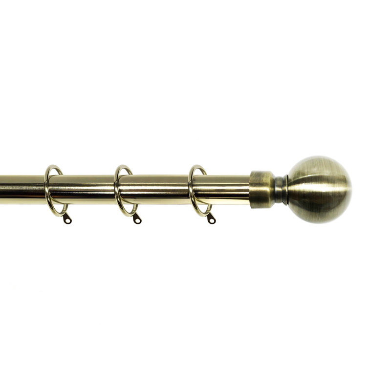 Devault Adjustable 28cm Single Curtain Pole, Black Nickel, 6cm H x 340cm W x 10cm D