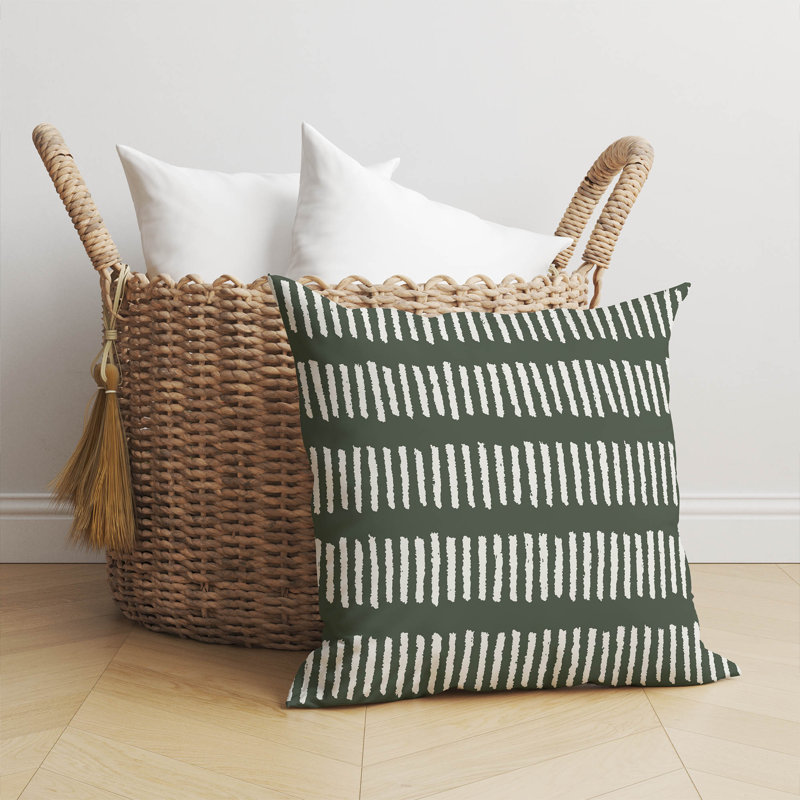 Coussin décoratif lignes d'escrime, H 20 po x l 20 po, Chimichurri / rayé vert
