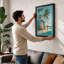Turquoise Beach Hut Coastal - Framed Print-548640882-548640883