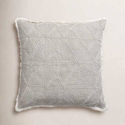 Helma Geometric Contrasting Border 100% Linen Throw Square Pillow Cover