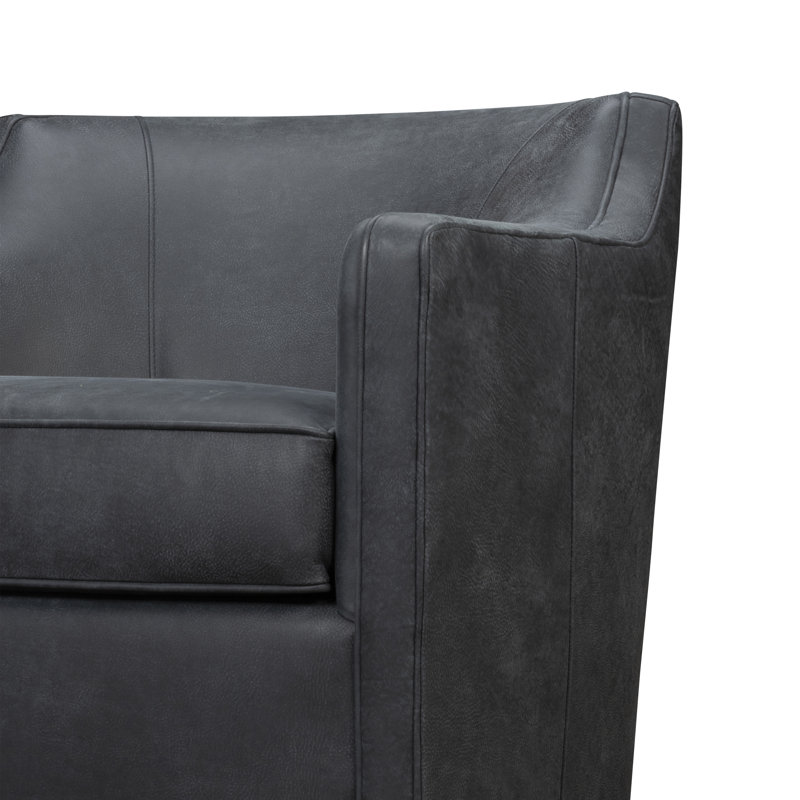 Fauteuil pivotant en cuir Marietta, Cuir Cordoba Noir