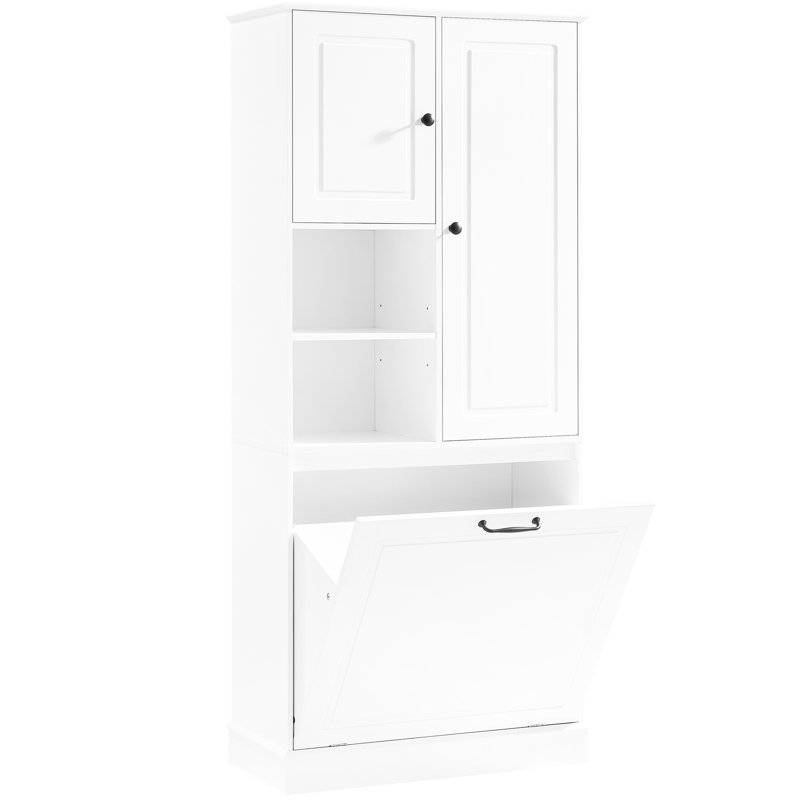 Adjustable Shelf Tall Storage Cabinet With Flip - Out Basket And Enclosed Cabinets For Living Room Bedroom. Aluminum Alloy Handles Construction Bathroom Office Use. Featuring A Large Cabinets, Made Of