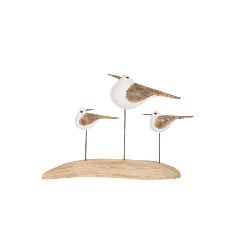 Troupeau de mouettes en bois blanc vieilli
