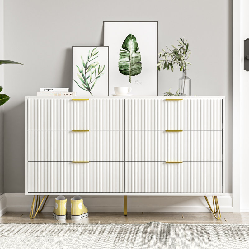 Commode 6 tiroirs Sybrand, Blanc