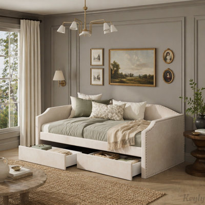 Twin Upholstered Daybed with Storage Drawers