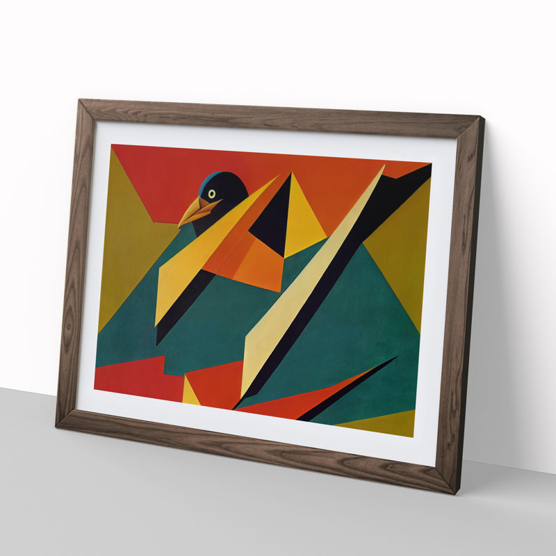 Abstract Eagle Bird Vol.3 - Framed Print, 46cm H x 64cm W x 2cm D, Walnut