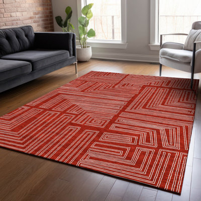 Tapis intérieur / extérieur rouge lavable Clayra 