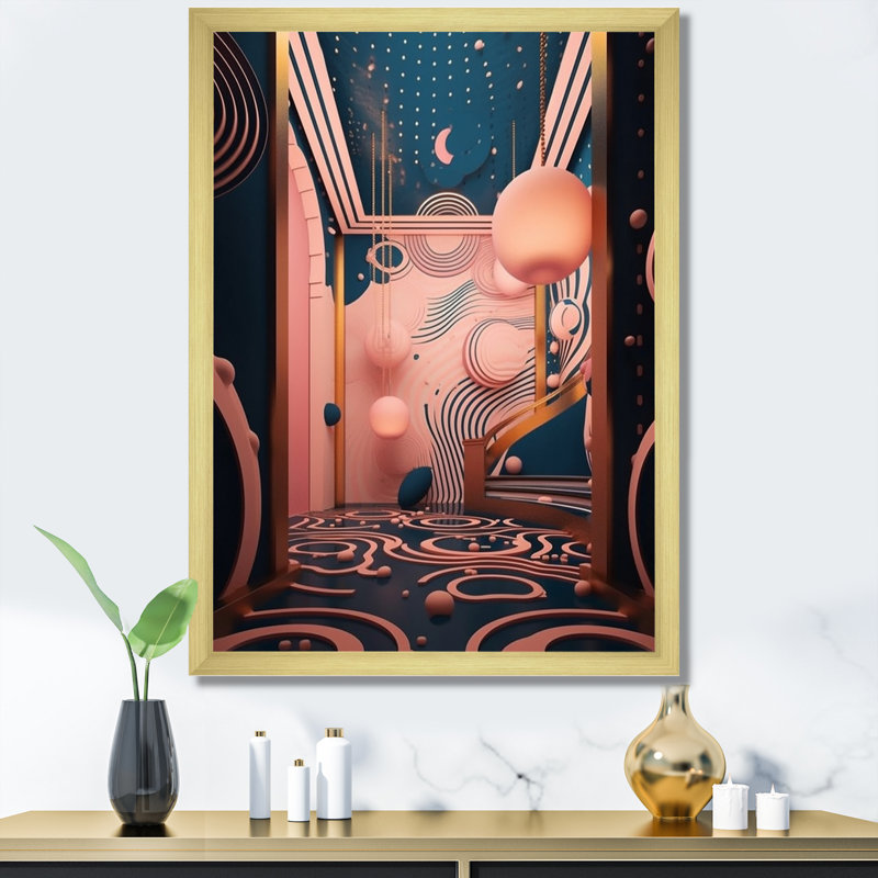 «Futur Folklore Minimal Retro Architecture», reproduction d'art sur toile, H 44 po x l 34 po x P 1,5 po