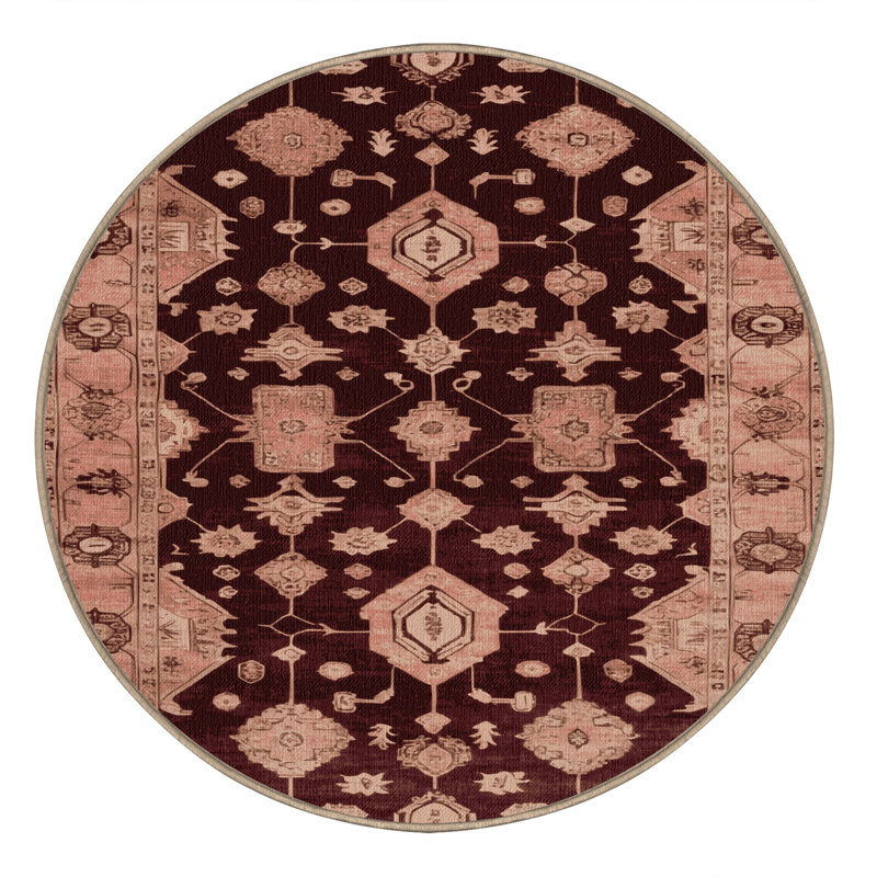 Tapis brun lavable à la machine, Rond 4 pi
