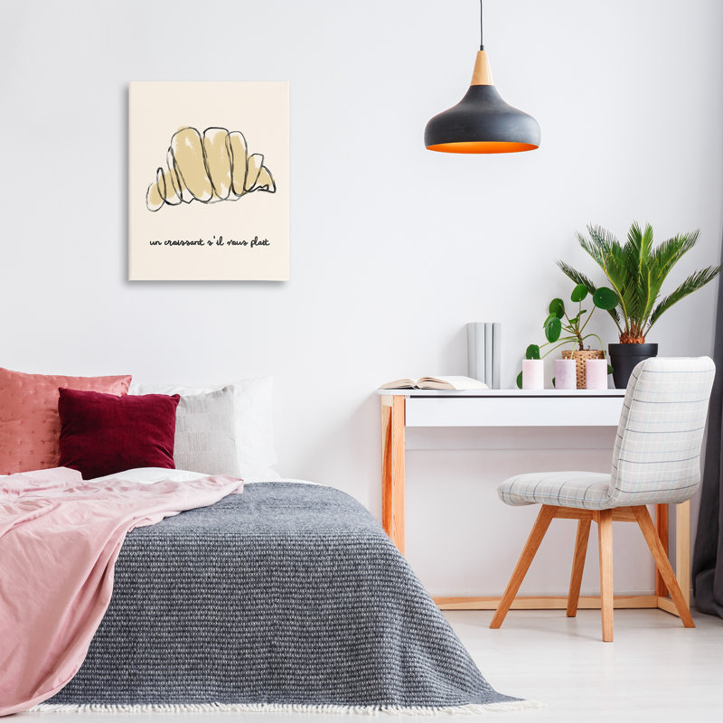 Croissant moderne français, toile par Lil 'Rue, H 30 po x l 24 po