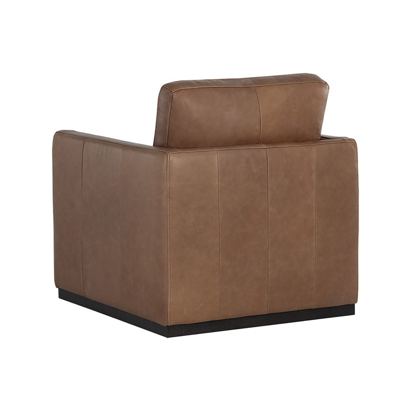 Portman Swivel Club Chair, Marseille Camel Top Grain Genuine Leather
