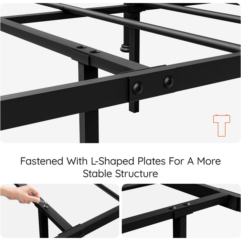 Queen Bed Frame With Headboard And Footboard Metal, Black