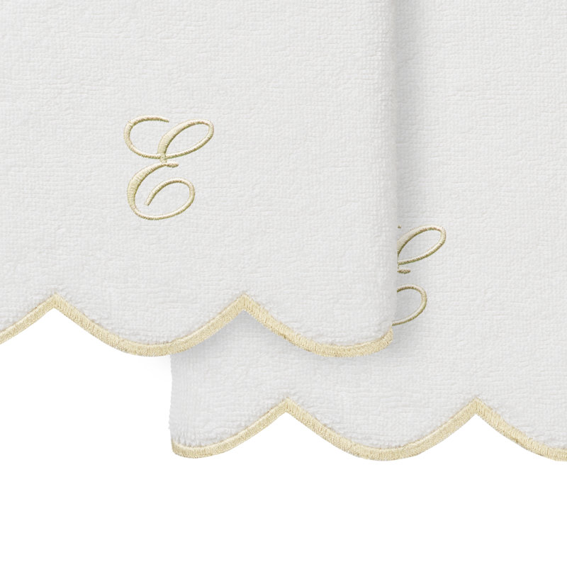 Ensemble de serviettes à main personnalisables 2 pièces Linorn Home Textiles 100% coton turc ADORNIA, E, Blanc / beige
