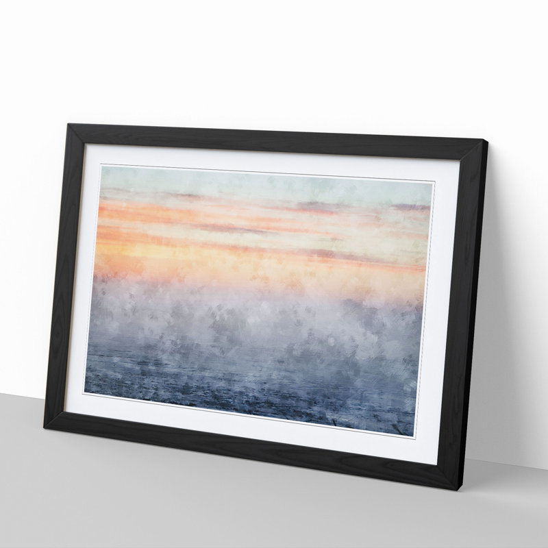 Peach Landscape - Framed Print, 48cm H x 65cm W x 2cm D, Black Framed