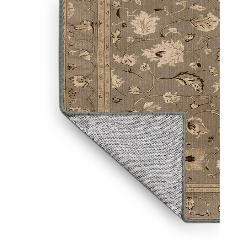 Tapis gris Tabriz lavable à la machine, Rectangle 5 pi x 7 pi