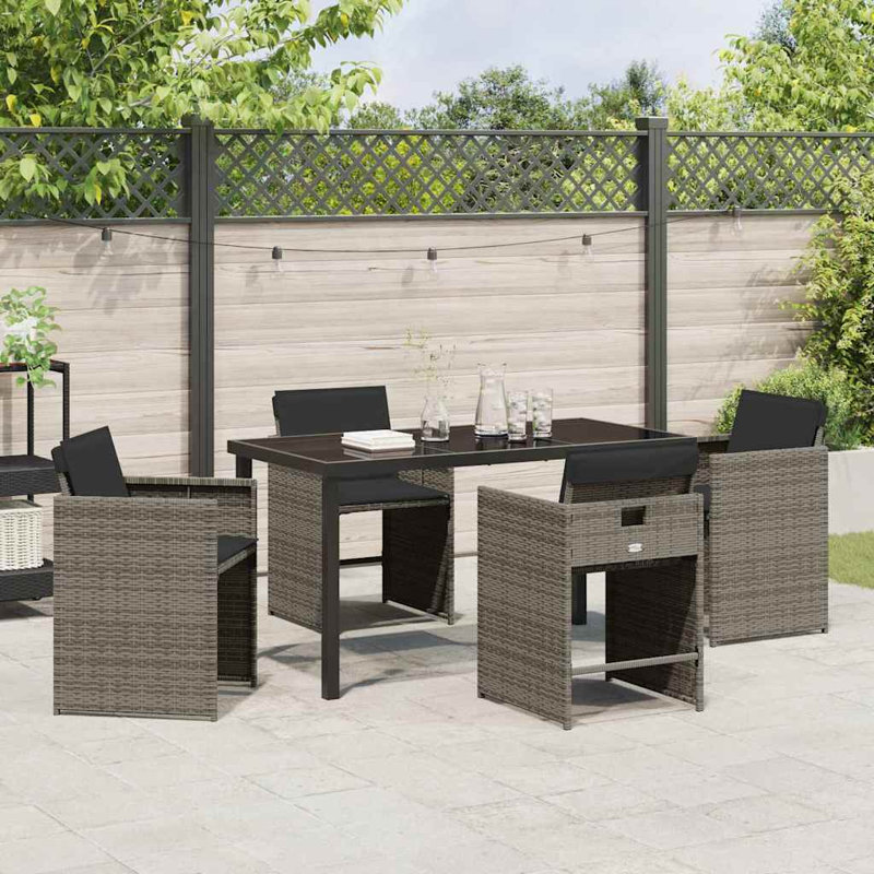 Vidaxl Garden Dining Set 5 Pcs Poly Rattan, Grey, Grey