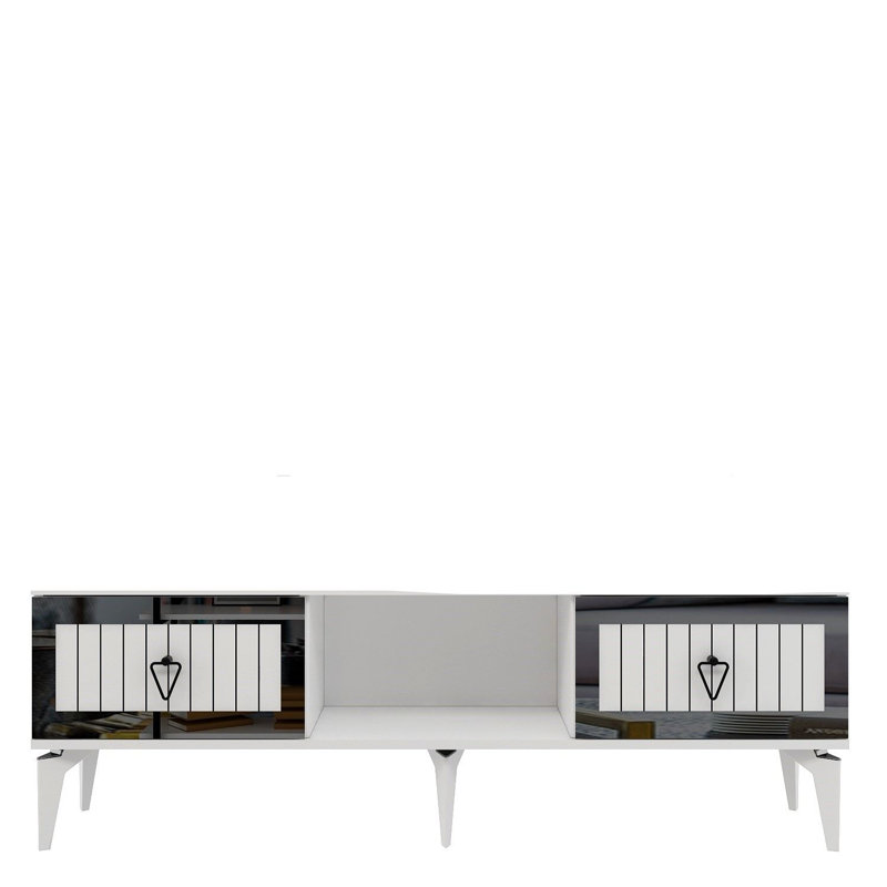 Meuble télé Catena, Blanc / argenté