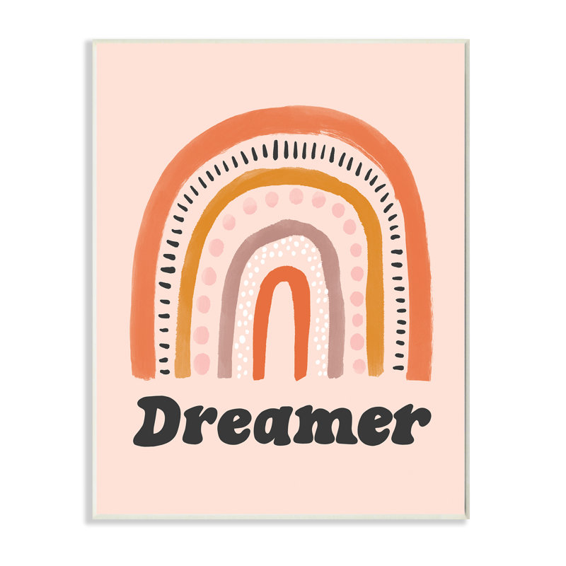 Dreamer Sentiment, fantaisie, arc-en-ciel, orange, rose, Plaque murale, H 19 po x l 13 po