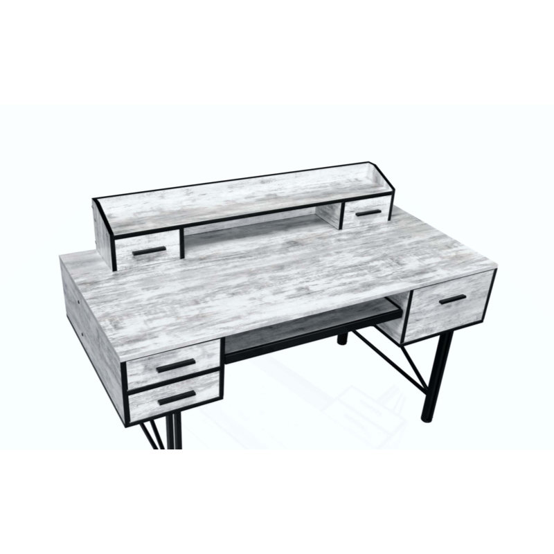 Bureau d'ordinateur avec 5 tiroirs de rangement et 1 tablette à niveaux, parfait pour les espaces de travail organisés