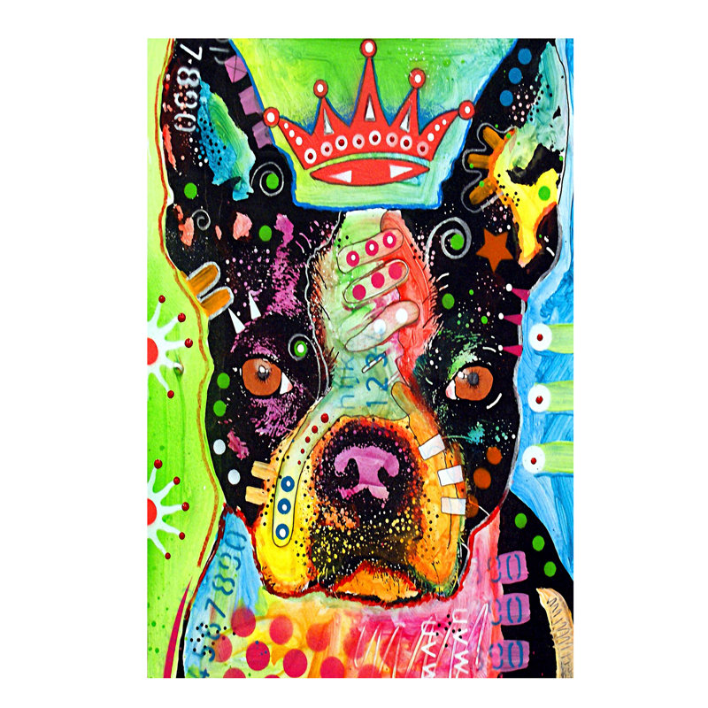 Boston Terrier Crowned by Dean Russo - Wrapped Canvas Print, 66.04 cm H x 45.72 cm W x 3.175 cm D