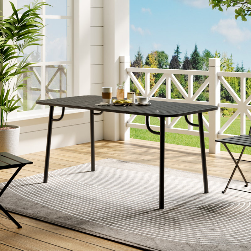Carmedie Outdoor Garden Metal Table, 75cm H x 160cm L x 80cm W
