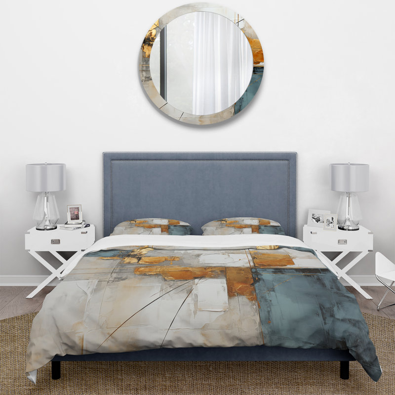 Ensemble de housse de couette Gold Grey Gleaming Geometric IV - Abstract Collages