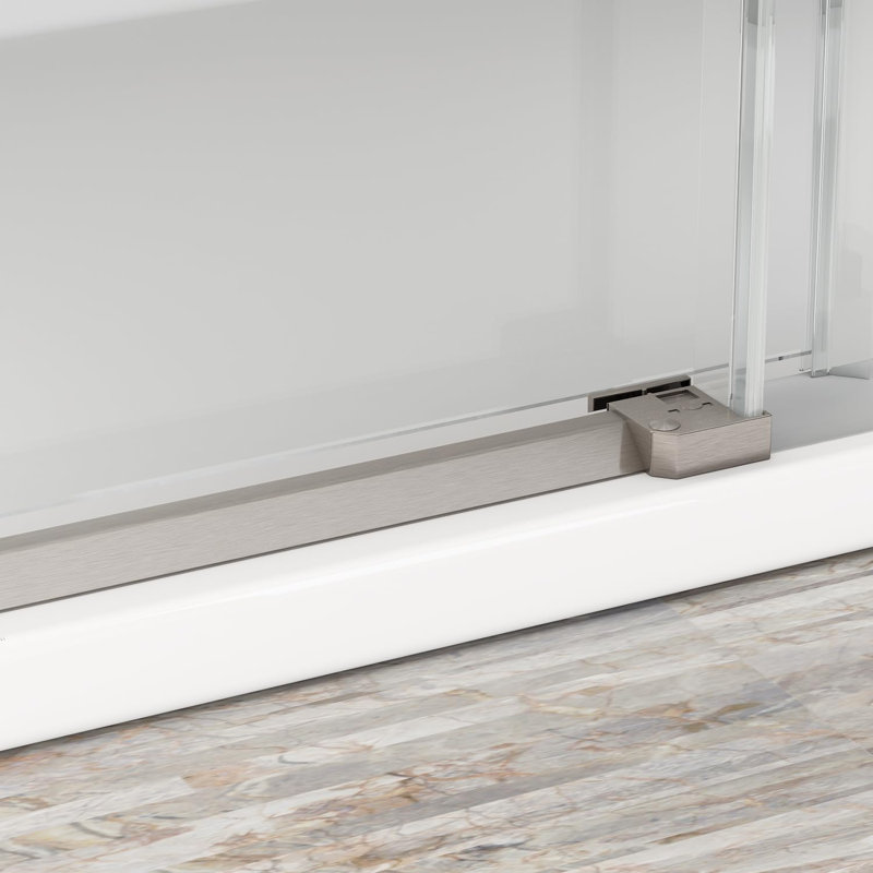 Ivory 48" W X 76" H Single Sliding Frameless Shower Door, Brushed Nickel