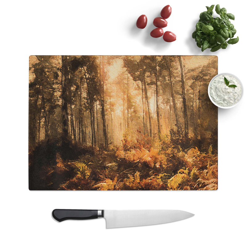 Glass Forest in An Orange Glow Chopping Board, 39 cm W x 28.5 cm L