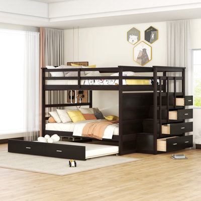Bunk Bed with Twin Size Trundle and Staircase
