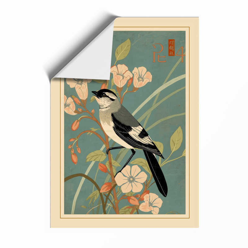 Bird Among Blossoms Japandi - Print, Unframed, A3 - 42.0 x 29.7 cm