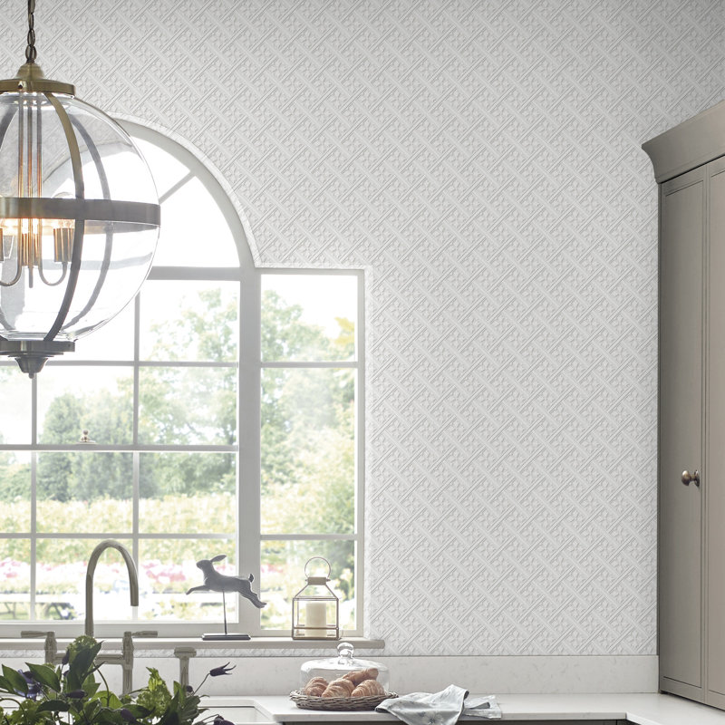 Laura Ashley Mr. Jones Paintable Wallpaper Roll, White