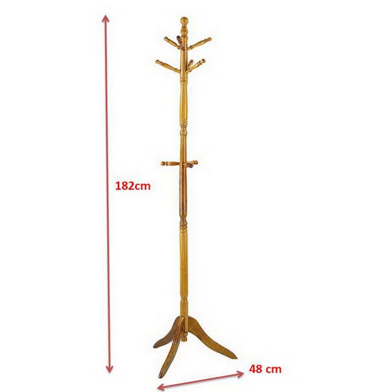 Valcour Solid Wood Freestanding 9 - Hook Coat Rack, Oak