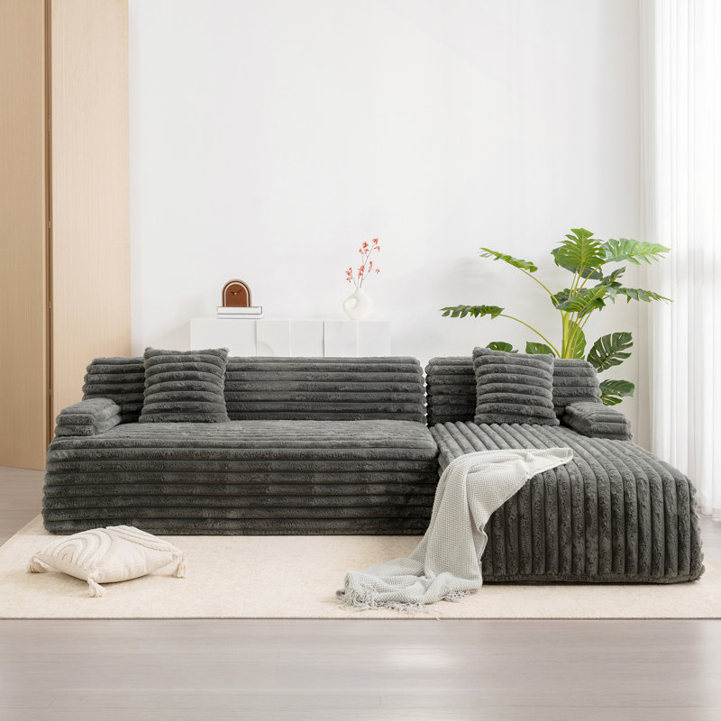 Canapé modulaire 110 po Cloud, Fausse fourrure grise foncée