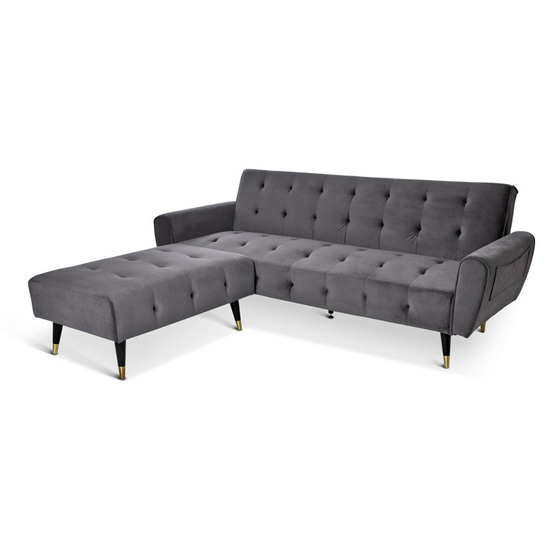 Shiflet 3 Seater Velvet Sofa Bed, Platin Grey