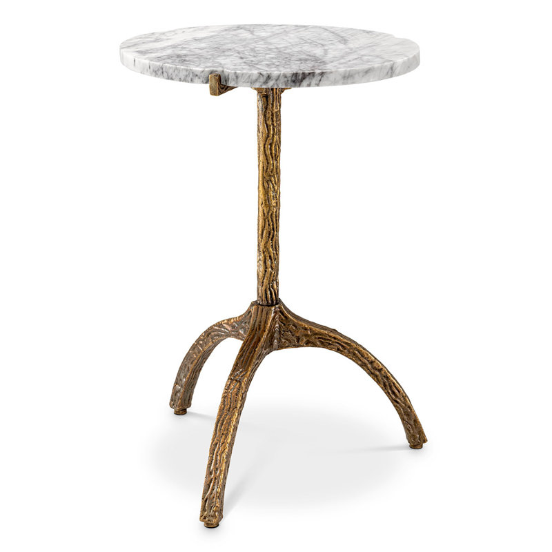 Side Table Cortina Oval Vintage Brass Finish - Stand