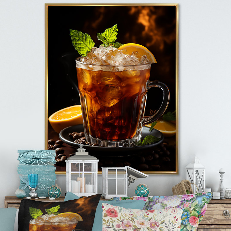 Cuba Aroma Coffee Harmony III - impression, H 44 po x l 34 po x P 1,5 po, Cadre flottant doré