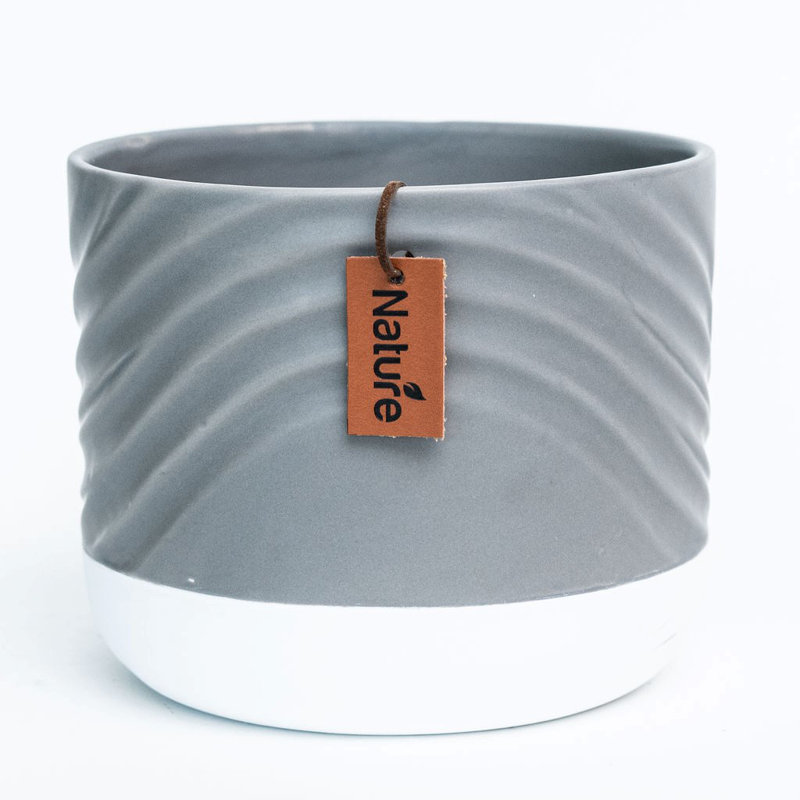 Ceramic Pot Planter, 5.5" H x 6.7" W x 6.7" D, Gray