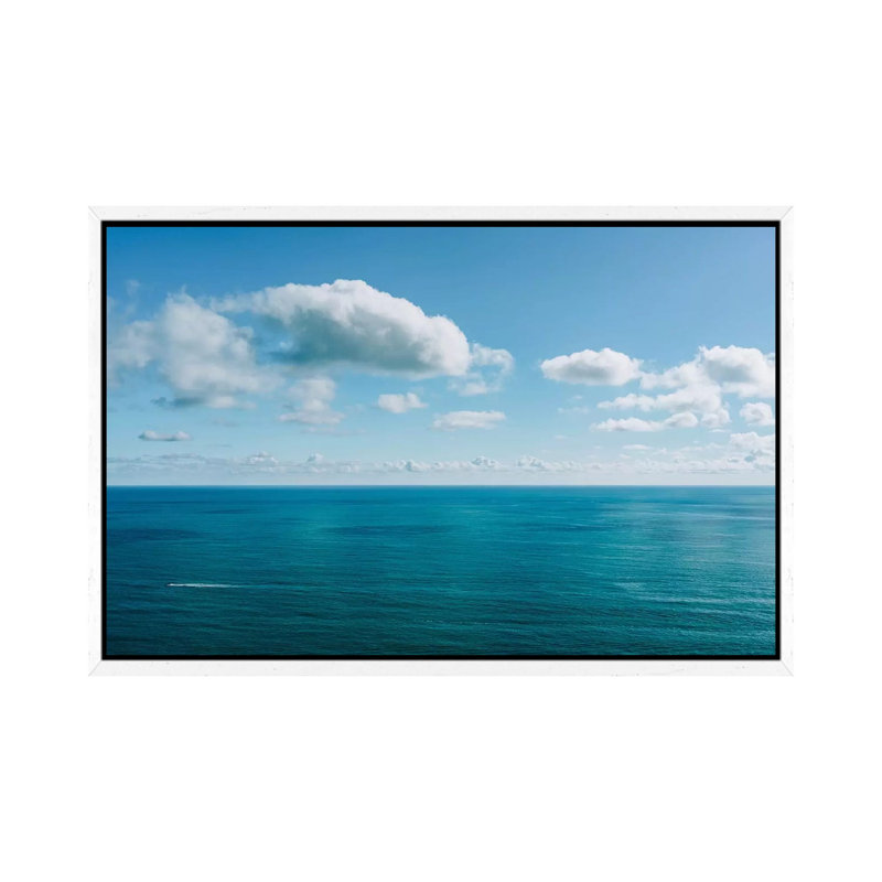 Amalfi Coast Ocean View IV by Bethany Young - Print on Canvas, 45.72cm H x 66.04cm W x 3.81cm D, White Framed
